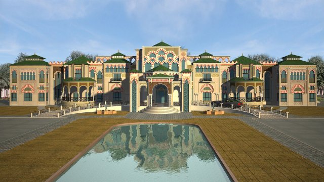 Majestic 3D Andalusian Palace 3D Model .c4d .max .obj .3ds .fbx .stl .blend 