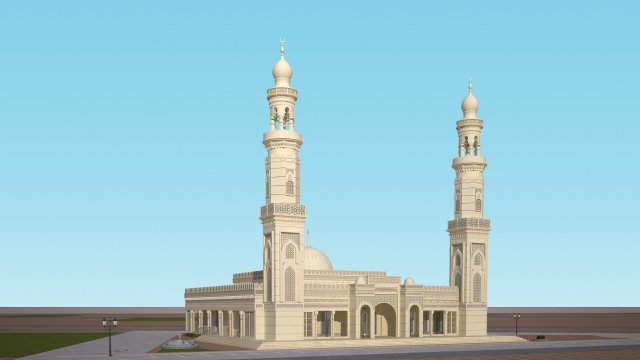 Mosque 3D No2 3D Model .c4d .max .obj .3ds .fbx .stl .blend 