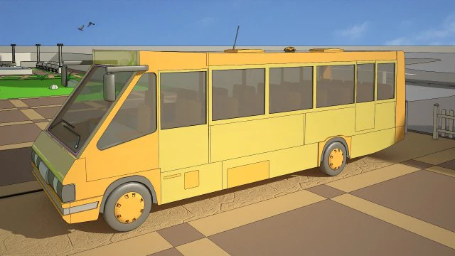 Cartoon bus with environment 3D Model .c4d .max .obj .3ds .fbx .stl .blend 