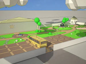 Cartoon bus with environment 3D Model
