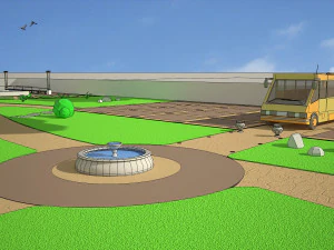 Cartoon bus with environment 3D Model