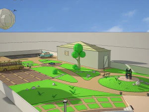 Cartoon bus with environment 3D Model