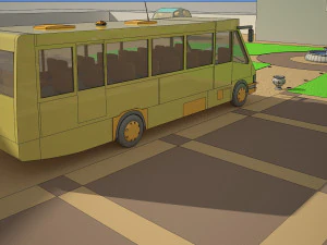 Cartoon bus with environment 3D Model