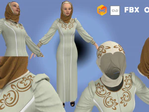Modern Dress with mask -hejab 3D Model