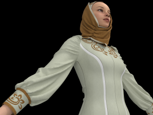 Modern Dress with mask -hejab 3D Model