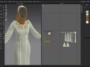 Modern Dress with mask -hejab 3D Model