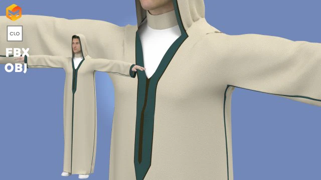 Moroccan Men Kaftan - Zprj ProjectOBJ FBX 3D Model .c4d .max .obj .3ds .fbx .stl .blend