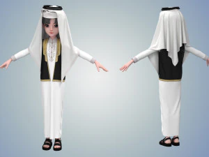 Boy Arab Cloak- Jacket with embroidery - Ghutra and headband - Zprj ProjectOBJ FBX 3D Model