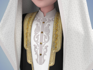Boy Arab Cloak- Jacket with embroidery - Ghutra and headband - Zprj ProjectOBJ FBX Model 3D