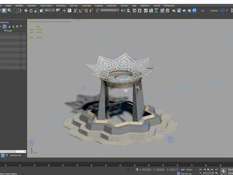 Elegant Islamic-Inspired 3D Fountain Model High-Quality Architectural Design 3D Model