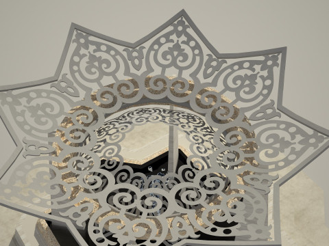 Elegant Islamic-Inspired 3D Fountain Model High-Quality Architectural Design 3D Model