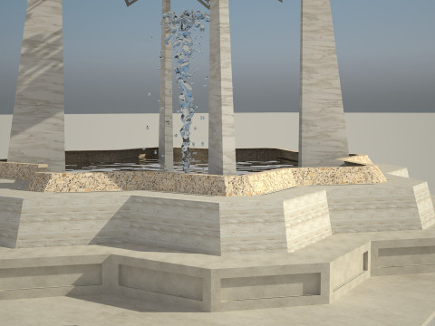 Elegant Islamic-Inspired 3D Fountain Model High-Quality Architectural Design 3D Model