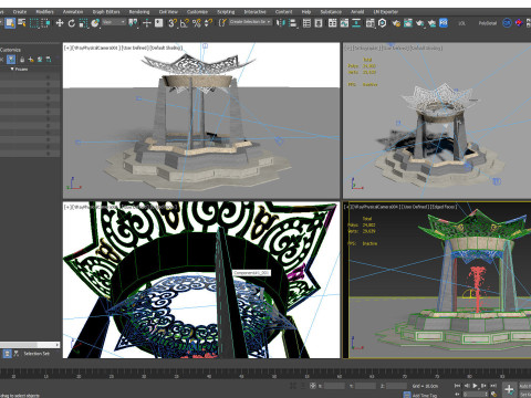 Elegant Islamic-Inspired 3D Fountain Model High-Quality Architectural Design 3D Model