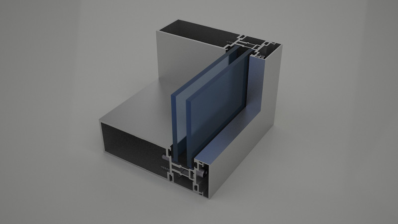 3D Curtain Wall Aluminum corner with all Accessories Modèle 3D .c4d .max .obj .3ds .fbx .stl .blend