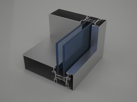 3D Curtain Wall Aluminum corner with all Accessories Model 3D