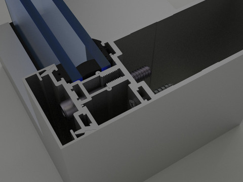 3D Curtain Wall Aluminum corner with all Accessories 3D Model