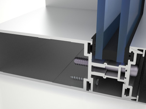 3D Curtain Wall Aluminum corner with all Accessories 3D Model