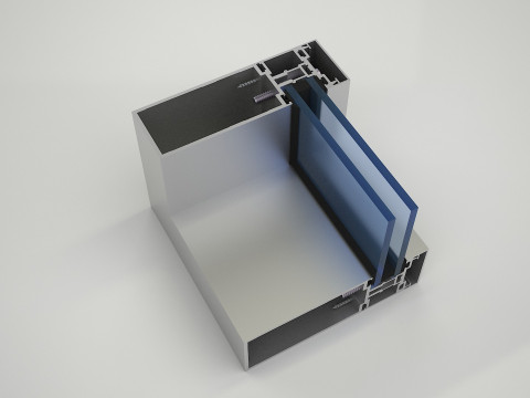 3D Curtain Wall Aluminum corner with all Accessories 3D Model