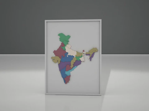 3D Map of India with States and Borders Printable Model 3D Model