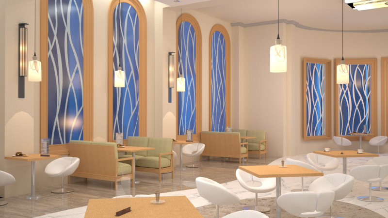 Modern Coffee Shop Interior 3D Model .c4d .max .obj .3ds .fbx .stl .blend 