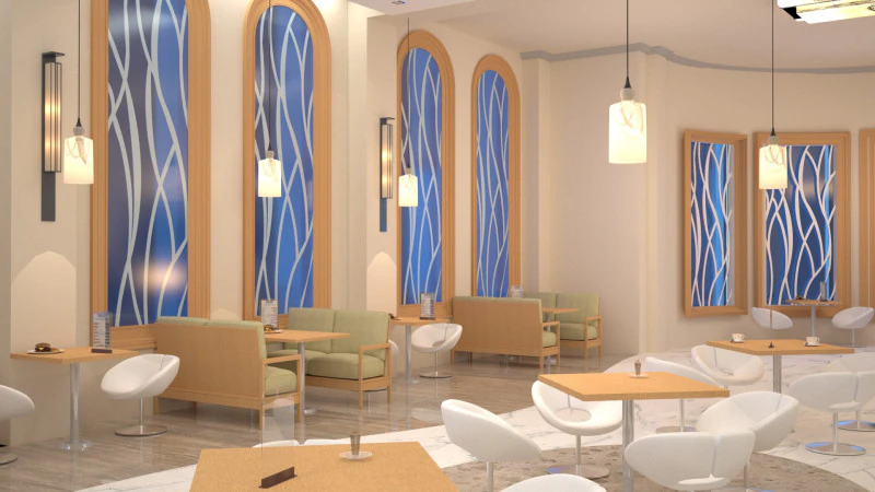 Modern Coffee Shop Interior 3D Model .c4d .max .obj .3ds .fbx .stl .blend