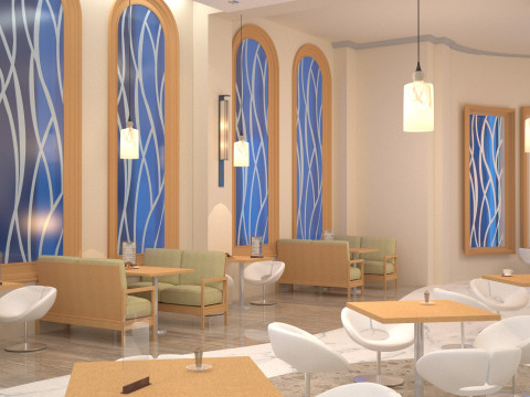 Modern Coffee Shop Interior Model 3D