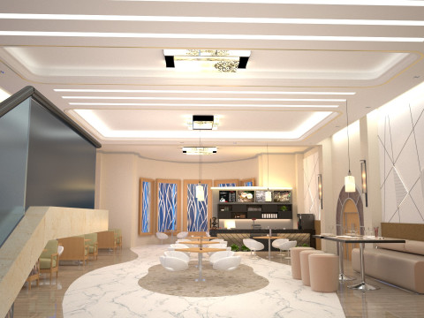 Modern Coffee Shop Interior 3D Model