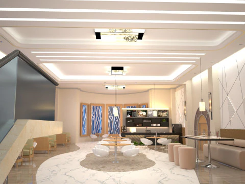 Modern Coffee Shop Interior 3D Model