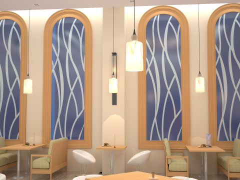 Modern Coffee Shop Interior 3D Model