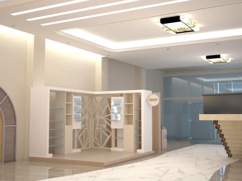 Modern Coffee Shop Interior 3D Model