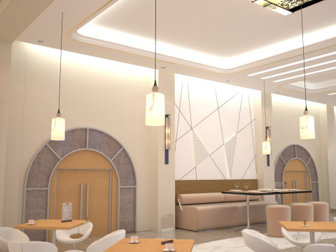 Modern Coffee Shop Interior 3D Model