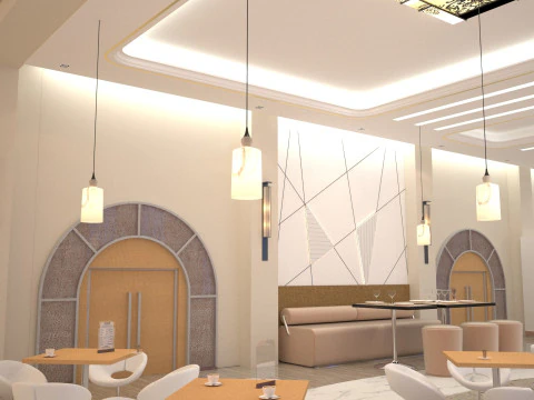 Modern Coffee Shop Interior 3D Model