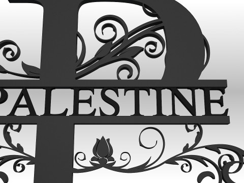 Palestine Map with Decorative Stand Country Map with Ornamental Design 3D 模型