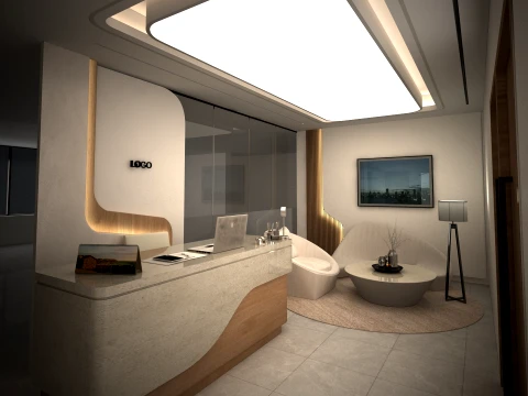 Modern Reception Desk Office Interior Modello 3D