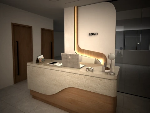 Modern Reception Desk Office Interior 3D Model