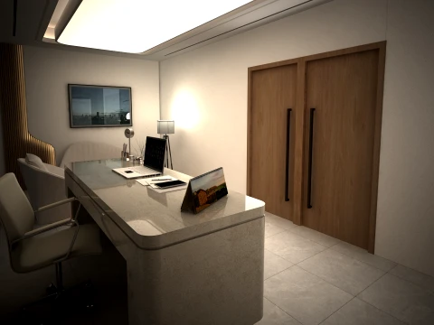 Modern Reception Desk Office Interior 3D Model