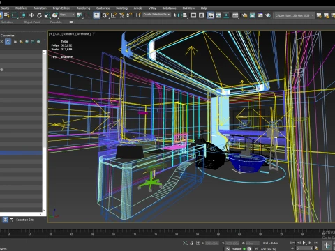 Modern Reception Desk Office Interior 3D Model