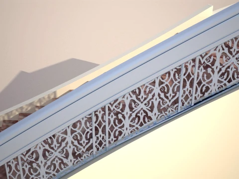Ornamental Decorative Staircase Railing Classic Arabesque Metal Balustrade 3D Modell