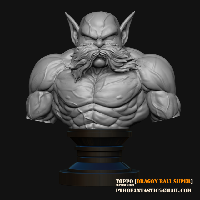 toppo bust 3d printing figurine - dragon ball super stl files 3D-printmodel .c4d .max .obj .3ds .fbx .stl .blend 