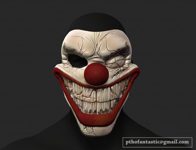 twisted metal killer clown mask stl file printable 3D-Druckmodell .c4d .max .obj .3ds .fbx .stl .blend 