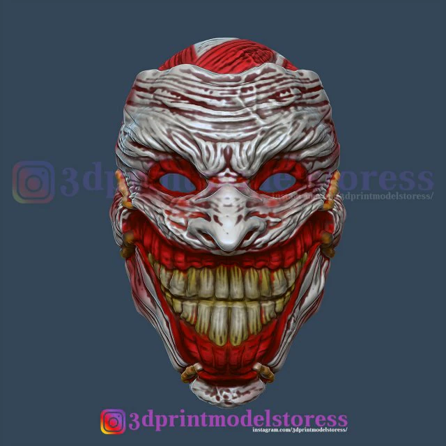 máscara de payaso joker máscara de muerte cosplay casco de halloween archivo stl Modelo de impresión 3D .c4d .max .obj .3ds .fbx .stl .blend