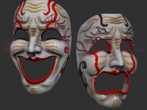 conjunto de m&aacute;scaras de teatro de comedia y tragedia disfraz casco de halloween Modelo de impresión 3D