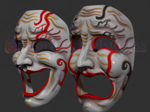 comedy and tragedy theater mask set costume halloween helmet Modelo de impresión 3D