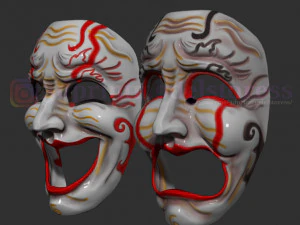 conjunto de m&aacute;scaras de teatro de comedia y tragedia disfraz casco de halloween Modelo de impresión 3D