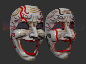 conjunto de m&aacute;scaras de teatro de comedia y tragedia disfraz casco de halloween Modelo de impresión 3D