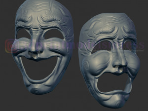 comedy and tragedy theater mask set costume halloween helmet Modelo de impresión 3D