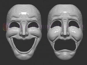 conjunto de m&aacute;scaras de teatro de comedia y tragedia disfraz casco de halloween Modelo de impresión 3D