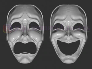 conjunto de m&aacute;scaras de teatro de comedia y tragedia disfraz casco de halloween Modelo de impresión 3D