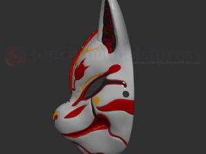 m&aacute;scara de zorro japon&eacute;s demonio kitsune traje cosplay casco archivo stl Modelo de impresión 3D