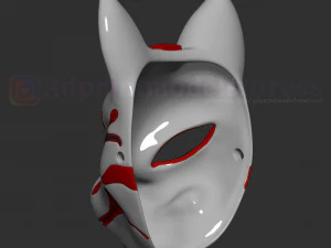 m&aacute;scara de zorro japon&eacute;s demonio kitsune traje cosplay casco archivo stl Modelo de impresión 3D
